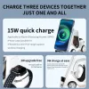 Laddare 5 i 1 trådlös laddningsstativ med väckarklocka Fast Charging Dock Station för iPhone 14 13 X Pro Max Apple Watch 8 7 AirPods Pro