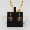 Top Quality Classic Style New Fanjia Clover Earrings Double Flower Mother Shell High Electroplated Thick Gold Versatile Simple