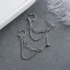 Örhängen Ciaxy Silver Color Doublelayer Chain Earrings For Women Cool Personality Ear Studs Ear Clip Ear Cuff Fashion Smyckespresent