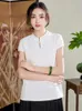 T-shirts pour femmes T-shirt de style chinois Fashion Summer Cheongsam Stand Collier à manches courtes t-shirts en vrac