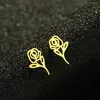 Brincos de garanhão Kinitial Bohemia Flower Earings Moda Jóias Aço Anterior Rosa Mulheres Parteme Pendura Pingente Pendinges