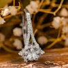 バンドHuitan Exquisite Snowflake Rings for Luxury Paved Sparkling Crystal CZ Wedding Party Statement Lady Accessory New Jewelry