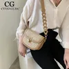 Axelväskor CVVO GLMC Mini Straw Saddle Crossbody for Women 2024 Summer Lady Travel Purses and Handbags Female Beach