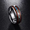 Bandas fdlk novo casal de 8mm de 8mm de tungstênio aço de aço aço havaiano koa madeira abalone shell ring masculino aliança de casamento feminina