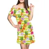 Casual Dresses 2024 Hawaii Fruit Pineapple Printing Dress Off-the-Shoulder Plus Size Summer Fashion Women Clothing Beach