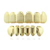 Crystal Stripe Hip Hop Teeth Set 18K Gold plaqué Six dents Gol Dents Halloween Vampire Faux accessoires de dents Grilles