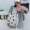 Backpack Cow Pattern Canvas Cute School Bag Black Spot Bump Color Student