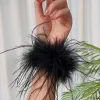 Strands Fashion Feather Kobiety Bransoletka Bransoletka Mankiety opakowanie ze stali nierdzewnej Prawdziwy futra struś Mankieta Mankieta Włosy Pióro