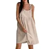 Casual Dresses Sexy Camisole Loose Sleeveless Pleated Cotton Linen A-line Skirt Dameskleding Grote Maten Vestido Elegante Ropa De Mujer