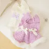 Dresses Pet Dog Clothes Cute Bow Dog Fly Sleeves Skirt Winter Warm Puppy Sweater Dress Fashion Cat Princess Skirt Chihuahua Pet Clothes