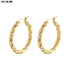 Boucles d'oreilles cerceaux ICAM 30 mm en acier inoxydable Femmes Small ou Big Twisted Party Rock Gift Gold plaqué bijoux en gros