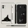 Mobiltelefonstötfångare svart katttecknad modefodral för OnePlus Nord 3 2 9R 9 8T 8 7 7T Pro 6 5G Liquid Silicone Cover med handband Y240423