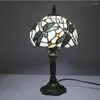 Table Lamps SAMAN Tiffany Glass Lamp LED Creative Design Dragonfly Pattern Desk Light Decor For Home Living Room Bedroom