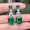 Boucles d'oreilles de mode charme Luxury Luxury Emerald Cut Verre Rempli les boucles d'oreilles pour femmes Livraison gratuite Accessoires Anniversaire Gift Y240423