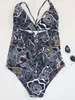 Swimsuit a croce stampicata Donne da bagno senza schienale un pezzo Scacco di costumi da bagno con bagno femminile che fa il bagno per nuoto da bagno 240423