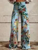 Jeans femminile pantaloni a gamba larga da donna alla moda con design dei fiori di girasole per lo shopping quotidiano e pantaloni a gamba ad larga maschile y240422