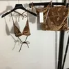 Sammet badkläder tre stycken set flocking brev designer baddräkt kvinnor strand kjolar sexiga bikinis