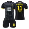 Soccer Jerseys 2324 New Season Dortmund Away Black Football Jersey Set Royce 11 Jersey and Jersey