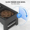 Feeders Pet Bowls Dog Double Bowls Stainless Steel Stand Height Adjustable Bowls Raised Slow Feeder Bowl Anti Spill Water Bowl