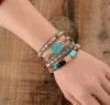 Bangle الحصري أساور المرأة الأماسيون الحجر حجر الراين 3 صفوف جلدية غلاف سوار فيممي بوهو أساور بوهو dropship