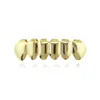 Crystal Stripe Hip Hop Teeth Set 18K Gold plaqué Six dents Gol Dents Halloween Vampire Faux accessoires de dents Grilles