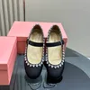 Designer sandaler kvinnor skor ballerina platt balett sommar glider sandaler klänning loafers blå denim rund huvud lyx roston mary jane partydress danssko