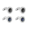 Links Men's Metal Cufflinks Luxury Tuxedo Dress Shirts Wedding Fashion Cufflinks Round Sapphire Zircon Business Cufflinks Dropship