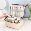 Jars Double layer makeup bag, solid color, transparent wash, portable, fashionable, waterproof, travel, portable storage bag