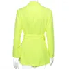 Abiti da donna West Slim Body V-Neck Belt Irregular Personality Personalità Autunno Blazer verde fluorescente Marynarka Damska