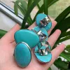 Bands 1PC Turquoises Ring Big Size Oval Round Gometric Blue Howlite Stone Open Adjustable Ring for Women Party Wedding Jewelry Healing