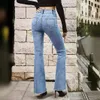 jeans femmes jeans pantalons denim femme déchiré vintage au milieu de la taille droite pantalon des jambes longs pantalons longs travail double bouton forme de ventre été jean bleu