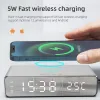 Chargers LED elektrische wekker met mobiele telefoon draadloze lader HD -klokspiegel met tijdgeheugen digitale thermometer klok