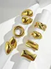 Huanzhi Srebrny kolor wielowarstwowy wielkie pierścienie dla kobiet dziewczęta geometryczne stalowe nieregularne grube pierścienie duże przesadzone 240423