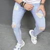 Men Skinny Jeans broek Holes Street Style Fashion Solid Slim Fit gescheurde katoenen stretch denim broek voor heren 240417