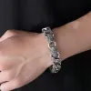 Strands New Silver Color Domineering Retro Patterned Bracelet Trendy Men's Punk Rock Hiphop Wide and Thick Jewelry