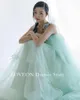 Robes de fête Gioio Fariy Spaghetti Stracts A-Line Green Tiered Evenal Tulle Jupe élégante Rimes de bal Femmes