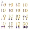 Серьги 925 Серебряная серебряная игла Высококачественные фиолетовые серьги с золотыми обручами для женщин для женщин Тенденция Сердца Серьера вечеринка роскошные украшения
