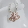 Autêntico 925 Sterling Silver Sparkling Hand Painted Heart Hompe Brincos Adequados para Brincos Estudos Jóias 280090c01 Presente de moda Brincos femininos