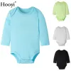 T-Shirts Hooyi 2018 Babykleidung Langarm BodySuit Solid Pure Girls Overall 100% Baumwolle weich vorzeitige Kleidung Neugeborene Hemden 024m