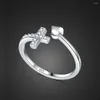 Cluster Rings Luxury Solid 925 Sterling Silver Ring For Woman Wedding Zirconia Cross Heart Jewelry Band Justerbar fin gåva