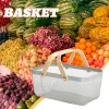 Baskets Home Storage Baskets Portable Metal Rectangular Shopping Basket Small Basket Vegetable and Fruit Organizer Wooden Handle VC