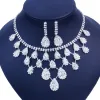 Colliers Stonefans Vintage Bridal Wedding Party Bijoux Set Rhingestone Waterdrap Pendant Collier Boucles d'oreilles Placez pour les femmes Afrique