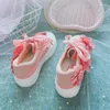 Casual Shoes Low-top Flower Canvas Comfortable Women Walking Handmade Pink White Flat Vulcanized Sneakers