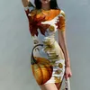 Платья для вечеринок 2024 тыква 3D -печать платья мода простые дамы летние гавайские изысканные изящные красивые красивые красивые