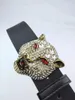 Western Rhinestone Leopard Head Buckle Tiger Print Leather Men Belt Gift Jeans5463560