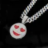 NOUVEAU COLORD DIAMANT FULL SOURING SOURING COEUR RED Collier Eye Collier Hip-Hop Chaîne Pullage polyvalent Grand Pendant