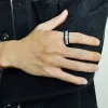 Zespoły Unikalny pierścionek klawiatury dla mężczyzn stal nierdzewna muzyka fortepian płaski profil dwukrotny pierścień