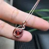 Colliers Meibapj Real Natural Garnet Flower Pendant Collier avec certificat 925 Bijoux en pierre rouge en pierre rouge en argent massif pour femmes