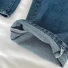 Dames jeans bloem borduurwerk vintage hoge taille jeans 2023 lente herfst nieuwe dames mode losse breedbeen rechte denim broek y240422