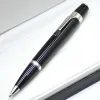 Pens de luxo mb bohemie prata listra de metal esferontal caneta portátil curta viagens escriving bola caneta com número de série de gem